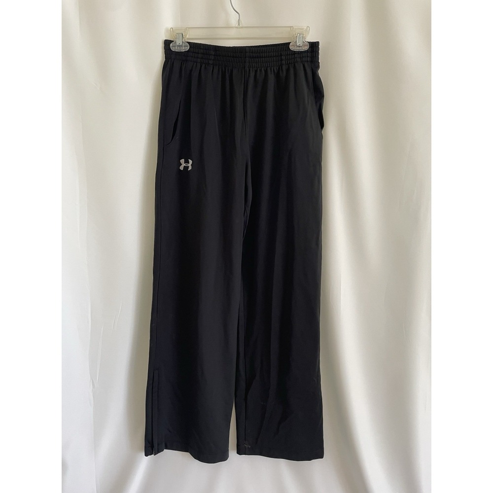 UNDER ARMOUR Black Track Pants Mens Small Ankle Zip Elastic‎ Drawstring Waist